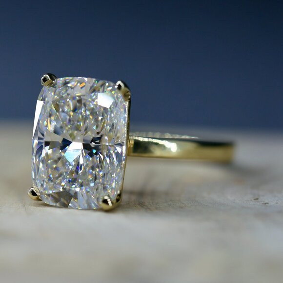 6.00 Carat Cushion Lab Grown Certified Diamond Ring - Picture 1 of 6